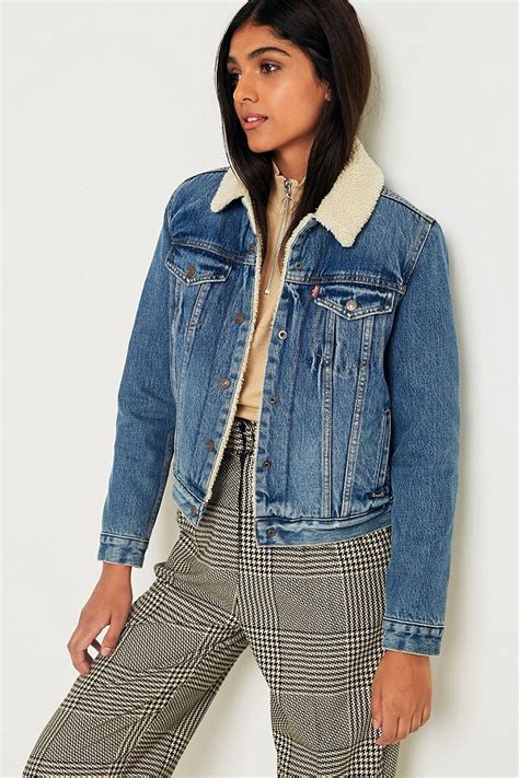 Women's Trucker sherpa jacket in raw wash denim 